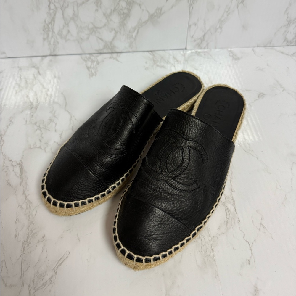 Authentic Chanel Espadrilles Slip On Mule Size 38